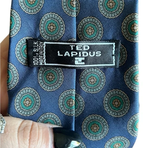 Ted Lapidus 100% Silk Made In Italy Tie With Matching Pocket Square - Picture 4 of 4